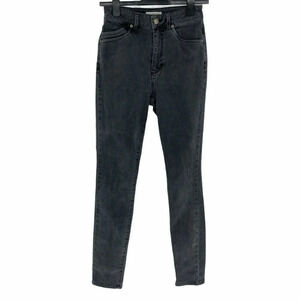Won Hundred Jeans Women's Sz 27/32 Skinny Black Acid Light Wash High-Rise Denim